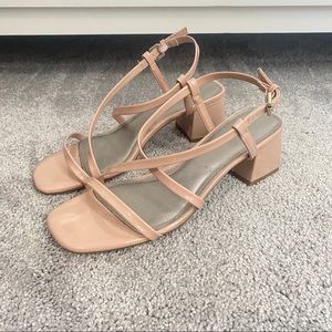 Worthington blush nude square toe block heels